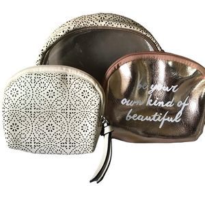 Be Your Own Kind Of Beautiful 3 piece makeup bag set laser cut outs rose gold